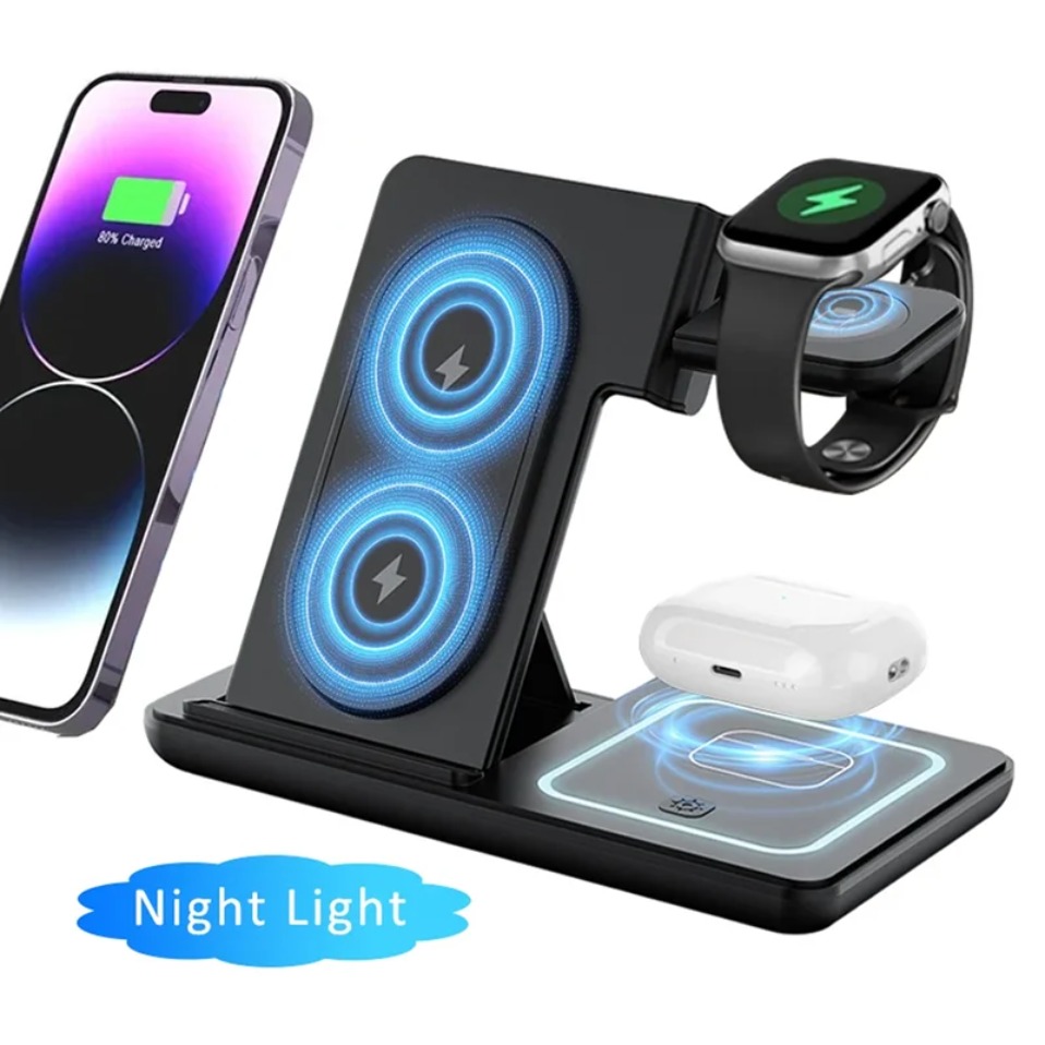 Watch Charger Cable - Nacht LED-lampje 3-in-1 draadloze oplader opvouwbare